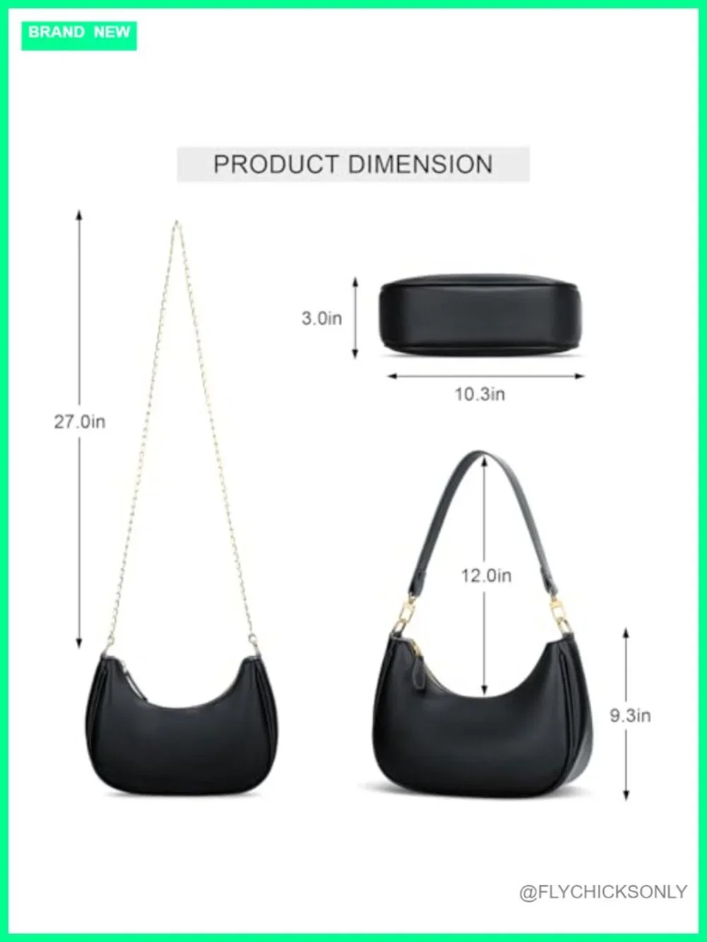 Faux Leather Small Shoulder Bag Mini Hobo Handbag Detachable Chain